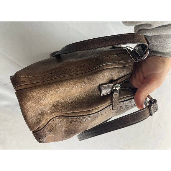 Vintage Fossil Brown Pebbled Leather Handbag Purse Hobo Shoulder Bag - Picture 7 of 10